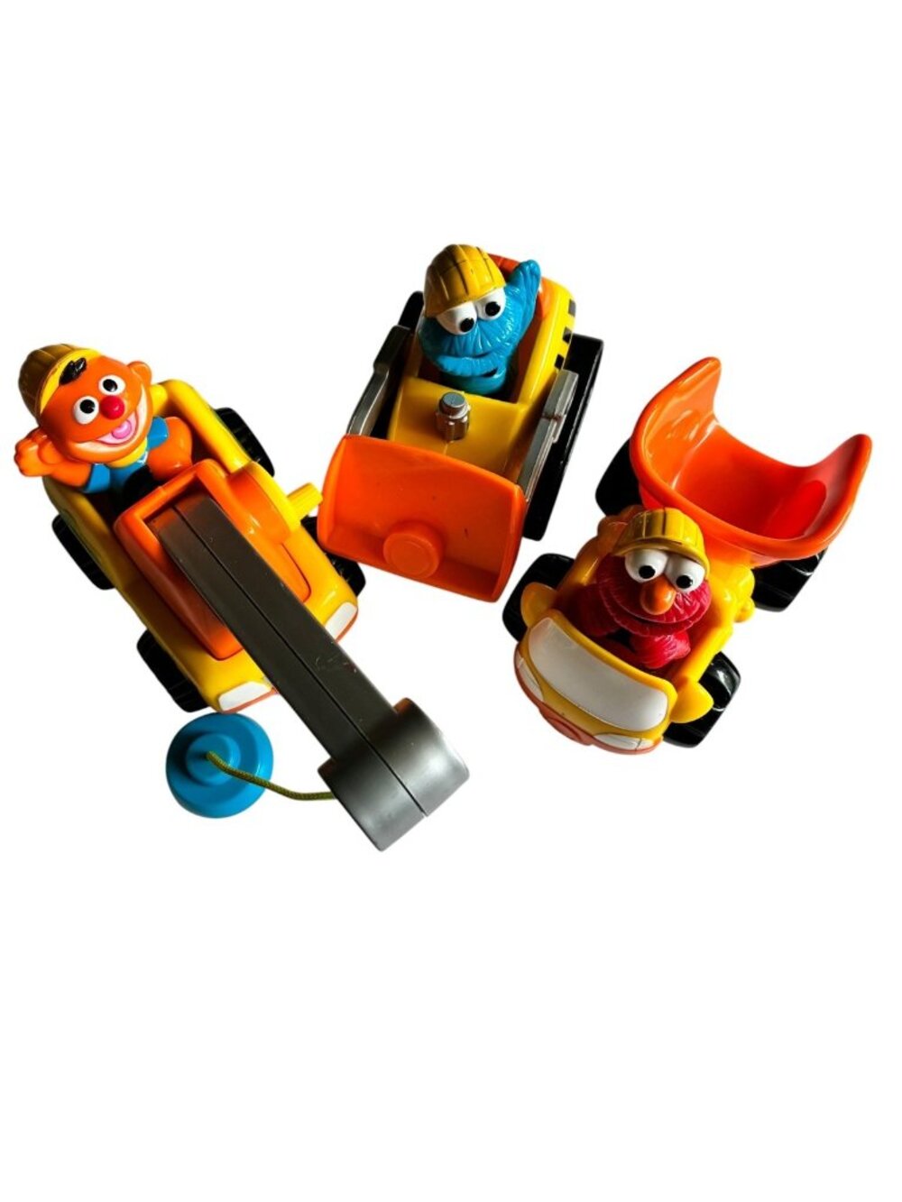 Sesame Street Construction Vehicles Set Ernie Elmo Cookie Monster Mattel 2001
